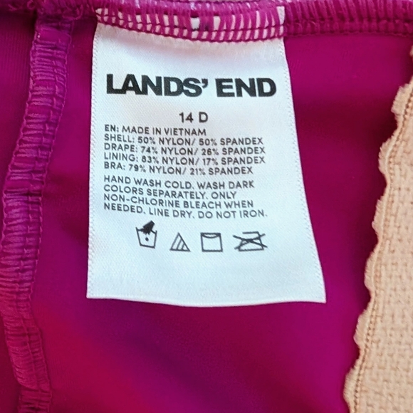 Lands End Women's SlenderSuit V-Neck Skirted One Piece NWT Size 14 D Ombre - Picture 9 of 15